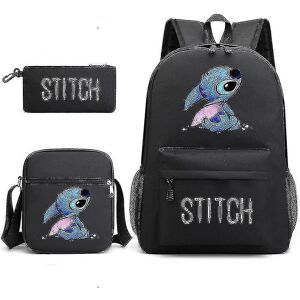 Unbranded (Black) Lilo Stitch Backpack Three-piece Set School Bag Kids For Boy Girl Gift_y Unbranded (Black) Lilo Stitch Backpack Three-piece Set School Bag Kids For Boy Girl Gift_y