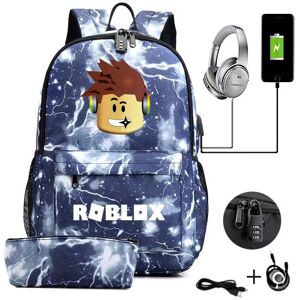Umnuou (Gray) 4Pcs/set Cartoon Roblox Schoolbag Usb Gamer Backpack Kids Umnuou (Gray) 4Pcs/set Cartoon Roblox Schoolbag Usb Gamer Backpack Kids