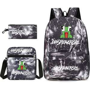Unbranded (Black thunderbolt) UNSPEAKABLE A three-piece set of student school bags, casual Unbranded (Black thunderbolt) UNSPEAKABLE A three-piece set of student school bags, casual
