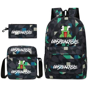 Unbranded (Lingge) UNSPEAKABLE A three-piece set of student school bags, casual backpacks, Unbranded (Lingge) UNSPEAKABLE A three-piece set of student school bags, casual backpacks,