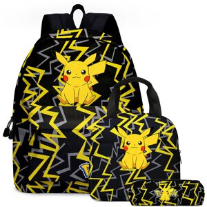 DINAMR (Black) Pokemon Pikachu Schoolbag Lunch Bag Pencil Case Set Backpack Kids Educat DINAMR (Black) Pokemon Pikachu Schoolbag Lunch Bag Pencil Case Set Backpack Kids Educat