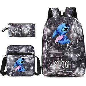 RYWOLT (Gray) Stitch Backpack Three Piece Set Pencil Case Lunch Bag Schoolbag Kid Stude RYWOLT (Gray) Stitch Backpack Three Piece Set Pencil Case Lunch Bag Schoolbag Kid Stude