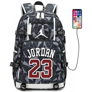 GOPLUSHTOY (Grey) Basketball Player Jordan Logo Backpack Daypack USB Taptop Ruckpack Kid St GOPLUSHTOY (Grey) Basketball Player Jordan Logo Backpack Daypack USB Taptop Ruckpack Kid St