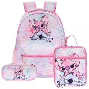 SRJ STAR (01, 1pcs Backpack) Lilo Stitch Angel 3D Backpack Kids Boys Girls School Bag Lun SRJ STAR (01, 1pcs Backpack) Lilo Stitch Angel 3D Backpack Kids Boys Girls School Bag Lun