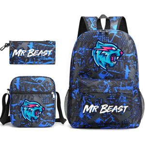Unbranded (Blue pattern) Mr Beast Lightning Cat School Bag Backpack Pencil Case Shoulder B Unbranded (Blue pattern) Mr Beast Lightning Cat School Bag Backpack Pencil Case Shoulder B