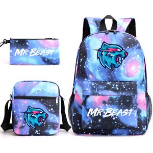 Unbranded (Blue) Beast Mr Backpack Pencil Case Shoulder Bag 3pcs Set Canvas Kids Student G Unbranded (Blue) Beast Mr Backpack Pencil Case Shoulder Bag 3pcs Set Canvas Kids Student G