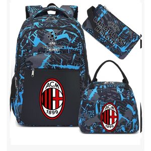 Unbranded (Blue AC Milan) Football star peripheral backpack student schoolbag three-piece Unbranded (Blue AC Milan) Football star peripheral backpack student schoolbag three-piece