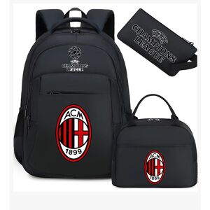 Unbranded (Black AC Milan) Football star peripheral backpack student schoolbag three-piece Unbranded (Black AC Milan) Football star peripheral backpack student schoolbag three-piece