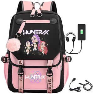 Unbranded (pink-2) K-Pop Demon Hunters Anime School Backpack Cute Cartoon Print Bag for St Unbranded (pink-2) K-Pop Demon Hunters Anime School Backpack Cute Cartoon Print Bag for St