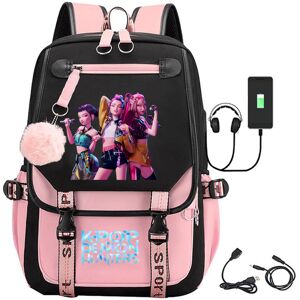 Unbranded (pink-3) K-Pop Demon Hunters Anime School Backpack Cute Cartoon Print Bag for St Unbranded (pink-3) K-Pop Demon Hunters Anime School Backpack Cute Cartoon Print Bag for St
