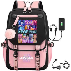 Unbranded (pink-9) K-Pop Demon Hunters Anime School Backpack Cute Cartoon Print Bag for St Unbranded (pink-9) K-Pop Demon Hunters Anime School Backpack Cute Cartoon Print Bag for St
