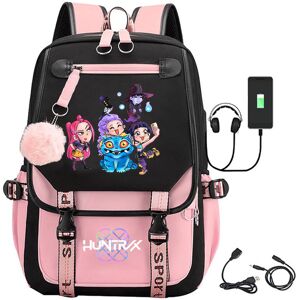Unbranded (pink-8) K-Pop Demon Hunters Anime School Backpack Cute Cartoon Print Bag for St Unbranded (pink-8) K-Pop Demon Hunters Anime School Backpack Cute Cartoon Print Bag for St