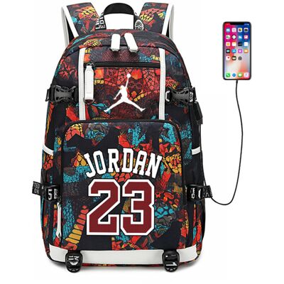 Unbranded (Red) Basketball Player Jordan Logo Backpack Luminous Fluorescent Daypack USB Ta Unbranded (Red) Basketball Player Jordan Logo Backpack Luminous Fluorescent Daypack USB Ta