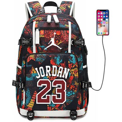 GOPLUSHTOY (Red) Basketball Player Jordan Logo Backpack Daypack USB Taptop Ruckpack Kid Stu GOPLUSHTOY (Red) Basketball Player Jordan Logo Backpack Daypack USB Taptop Ruckpack Kid Stu