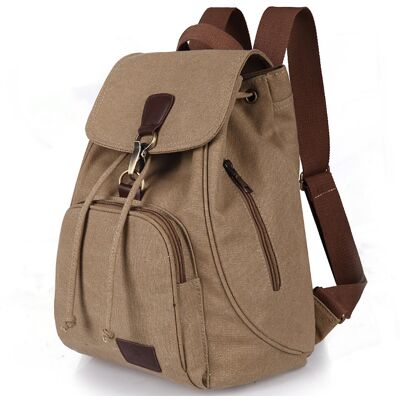 Unbranded (Khaki) Casual Bucket Daypack Backpacks Large Capacity Schoolbag With Side Zippe Unbranded (Khaki) Casual Bucket Daypack Backpacks Large Capacity Schoolbag With Side Zippe