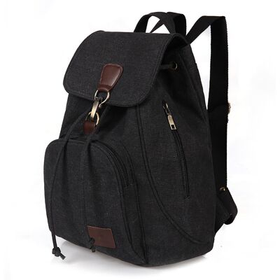 Unbranded (Black) Casual Bucket Daypack Backpacks Large Capacity Schoolbag With Side Zippe Unbranded (Black) Casual Bucket Daypack Backpacks Large Capacity Schoolbag With Side Zippe