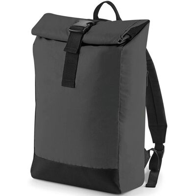 Bagbase Reflective Roll Top Backpack - Black/Reflective - One Size Bagbase Reflective Roll Top Backpack - Black/Reflective - One Size