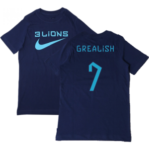 Nike (SB) 2022-2023 England Three Lions Tee (Navy) - Kids (Grealish 7) Nike (SB) 2022-2023 England Three Lions Tee (Navy) - Kids (Grealish 7)