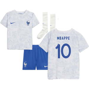 Nike (MB) 2022-2023 France Away Little Boys Mini Kit (Mbappe 10) Nike (MB) 2022-2023 France Away Little Boys Mini Kit (Mbappe 10)