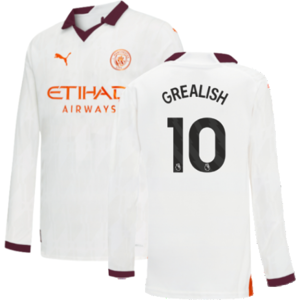 Puma GREALISH 10 Kids Long Sleeve Manchester City Away Shirt - Football Puma GREALISH 10 Kids Long Sleeve Manchester City Away Shirt - Football
