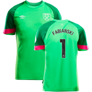 Umbro (SB) 2023-2024 West Ham Home Goalkeeper Shirt (Green) - Kids (Fabianski 1) Umbro (SB) 2023-2024 West Ham Home Goalkeeper Shirt (Green) - Kids (Fabianski 1)
