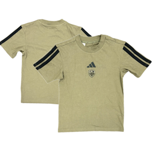 (9-10 Years) Leeds United Kid's T-Shirt Football adidas Khaki Top - New (9-10 Years) Leeds United Kid's T-Shirt Football adidas Khaki Top - New
