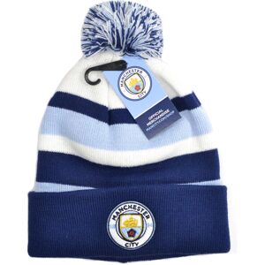 Manchester City FC Man City Bronx Turn Up Knitted Bobble Hat Sky Navy White Manchester City FC Man City Bronx Turn Up Knitted Bobble Hat Sky Navy White