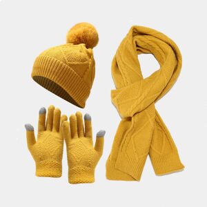 Unbranded (yellow) Ladies Thick Knit Hat Scarf And Gloves Set Winter Unbranded (yellow) Ladies Thick Knit Hat Scarf And Gloves Set Winter