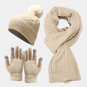 Unbranded (beige) Women Thick Knit Hat Scarf Gloves Set Winter NEW Unbranded (beige) Women Thick Knit Hat Scarf Gloves Set Winter NEW