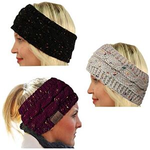 CRIVERS 3pc Womens Confetti Winter Cable Knit Headband Head Wrap Ear Warmer (Beige,Black CRIVERS 3pc Womens Confetti Winter Cable Knit Headband Head Wrap Ear Warmer (Beige,Black