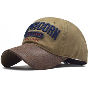 Unbranded (Khaki) Duck Tongue Cap Pu Splicing Distressed Cotton Baseball Cap 3d Letter Emb Unbranded (Khaki) Duck Tongue Cap Pu Splicing Distressed Cotton Baseball Cap 3d Letter Emb