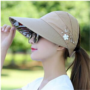 Unbranded (Khaki Floral) Women Large Visor Hat Wide Brim Sun Anti-uv Golf Tennis Cap Unbranded (Khaki Floral) Women Large Visor Hat Wide Brim Sun Anti-uv Golf Tennis Cap