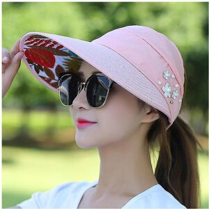 Unbranded (Pink Floral) Women Large Visor Hat Wide Brim Sun Anti-uv Golf Tennis Cap Unbranded (Pink Floral) Women Large Visor Hat Wide Brim Sun Anti-uv Golf Tennis Cap