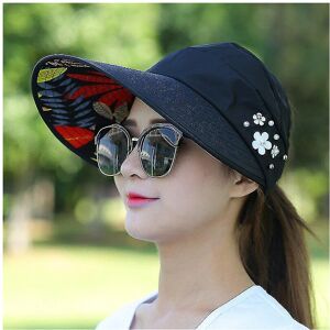 Unbranded (Black Floral) Women Large Visor Hat Wide Brim Sun Anti-uv Golf Tennis Cap Unbranded (Black Floral) Women Large Visor Hat Wide Brim Sun Anti-uv Golf Tennis Cap