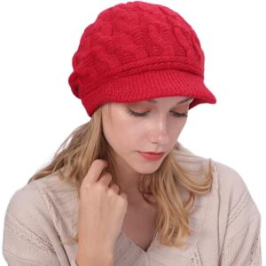 Unbranded (Red) Womens Winter Beanie Hat Warm Knitted Slouchy Wool Hats Cap With Visor Unbranded (Red) Womens Winter Beanie Hat Warm Knitted Slouchy Wool Hats Cap With Visor