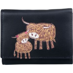Unbranded (Black) Highland Cow Leather RFID Small Trifold Purse Unbranded (Black) Highland Cow Leather RFID Small Trifold Purse