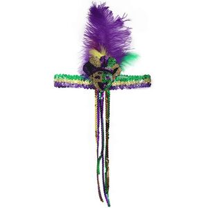 Unbranded (Mint Green) Mardi Gras Feather Headband Sequins Glitter Hair Band For Adult Unbranded (Mint Green) Mardi Gras Feather Headband Sequins Glitter Hair Band For Adult