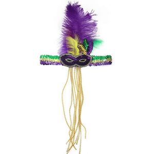 Unbranded (Multicolor) Mardi Gras Feather Headband Sequins Glitter Hair Band For Adult Unbranded (Multicolor) Mardi Gras Feather Headband Sequins Glitter Hair Band For Adult