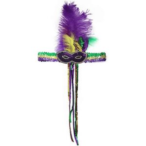 Unbranded (Black) Mardi Gras Feather Headband Sequins Glitter Hair Band For Adult Unbranded (Black) Mardi Gras Feather Headband Sequins Glitter Hair Band For Adult