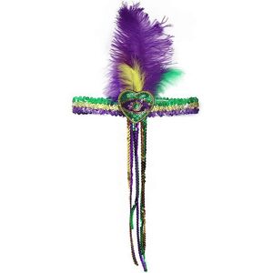 Unbranded (Navy) Mardi Gras Feather Headband Sequins Glitter Hair Band For Adult Unbranded (Navy) Mardi Gras Feather Headband Sequins Glitter Hair Band For Adult