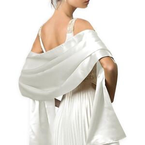 Unbranded (White) Women Silky Satin Bridal Wrap Stole Scarf Wedding Bridesmaid Shawl Unbranded (White) Women Silky Satin Bridal Wrap Stole Scarf Wedding Bridesmaid Shawl