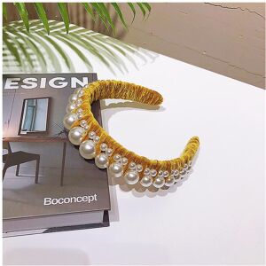 Unbranded (Yellow) Women's Velvet Headband Hairband Pearl Hair Band Accessories Prom Weddi Unbranded (Yellow) Women's Velvet Headband Hairband Pearl Hair Band Accessories Prom Weddi