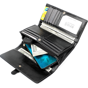 Unbranded (Black) New RFID Genuine Leather Women Long Wallets Name E Unbranded (Black) New RFID Genuine Leather Women Long Wallets Name E