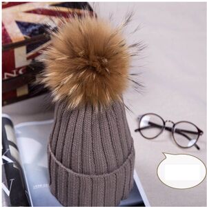 Unbranded (DarkGray) Winter Real New Raccoon Fur Hats Pom Pon Women Lady Knit Bobble Cap B Unbranded (DarkGray) Winter Real New Raccoon Fur Hats Pom Pon Women Lady Knit Bobble Cap B