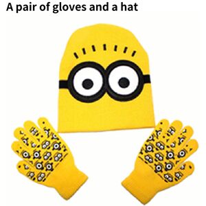 Unbranded (Minions) And Childrens Hat Gloves Knitted Wool And Twopiece Set Cashmere Unbranded (Minions) And Childrens Hat Gloves Knitted Wool And Twopiece Set Cashmere