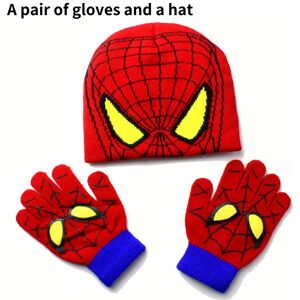 Unbranded (Spider Man) Childrens And Hat Gloves Knitted Wool And Cashmere Set Twopiece Unbranded (Spider Man) Childrens And Hat Gloves Knitted Wool And Cashmere Set Twopiece