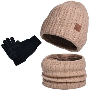 Unbranded (Khaki Three) Warm Knitted Winter Hat Gloves And Scarf Set For Outdoor Activitie Unbranded (Khaki Three) Warm Knitted Winter Hat Gloves And Scarf Set For Outdoor Activitie