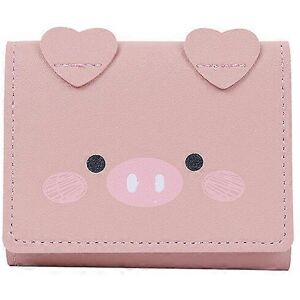 Unbranded (As show, One size) Cute Pig Pattern Slim Fit Three Fold Short Wallet (Light Pin Unbranded (As show, One size) Cute Pig Pattern Slim Fit Three Fold Short Wallet (Light Pin