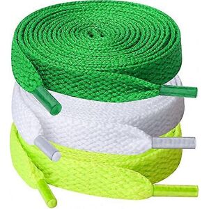 Unbranded (As show, One size) 3 Pairs of ShoelacesWhite + Green, 0.8cm Wide Flat Shoelaces Unbranded (As show, One size) 3 Pairs of ShoelacesWhite + Green, 0.8cm Wide Flat Shoelaces