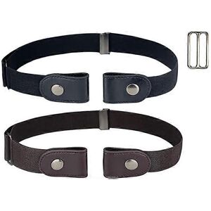 Unbranded (As show, One size) No Buckle Women/Men Stretch Belt-2-pack black+redbrown-a, In Unbranded (As show, One size) No Buckle Women/Men Stretch Belt-2-pack black+redbrown-a, In